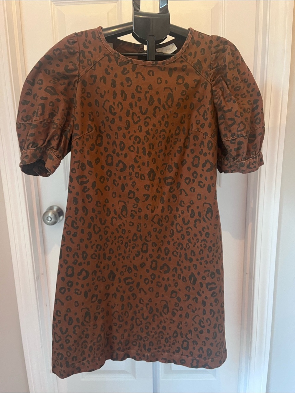 Universal Thread Brown Leopard Puff Sleeve Dress - Size 6